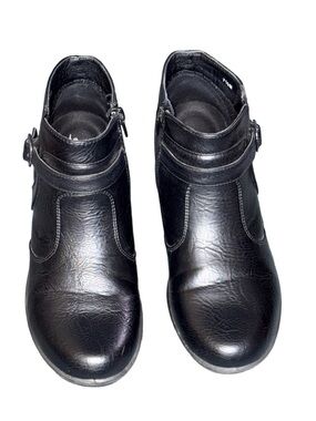 Easy Street Black Ankle Boots - Classic Zip & Buckle Detail